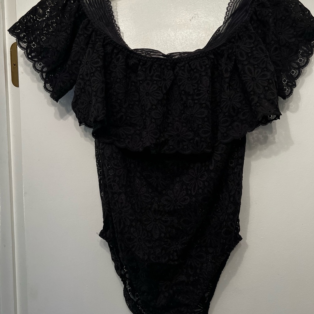 Victoria's Secret Black Lace Bodysuit